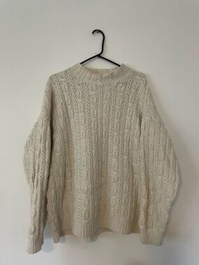 Cape Isle Knitters Hand-knit Cream Cable Women's Sweater - Size L